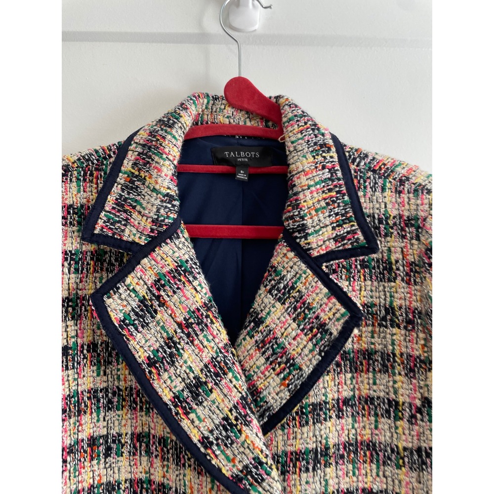 Talbots Tweed Blazer Multicolor Plaid Jacket Classic Tailored Career Chic - Picture 4 of 9